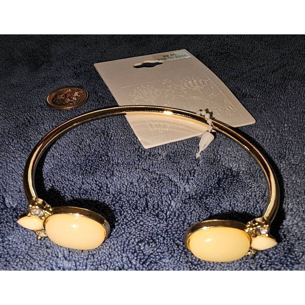 Gold Bracelet with Pearl Like Stones